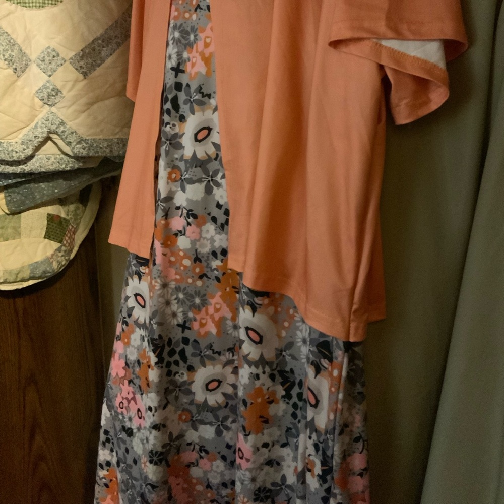 Floral Dress with Peach Cardigan, which is attached to dress